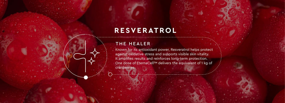 Red berries with text about resveratrol and its benefits