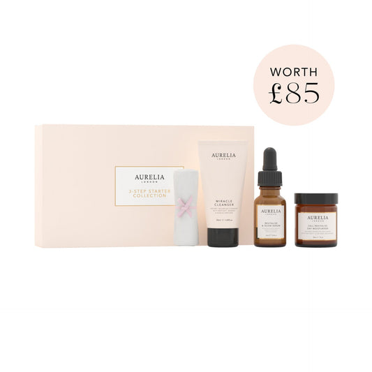 Aurelia skincare product set with a box on a white background