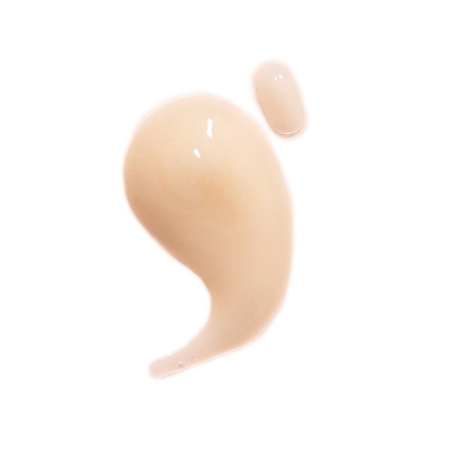 Close-up of beige brightening eye serum swatch on a white background