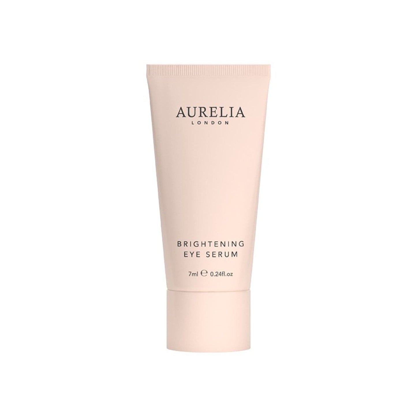 Aurelia London brightening eye serum tube on a white background