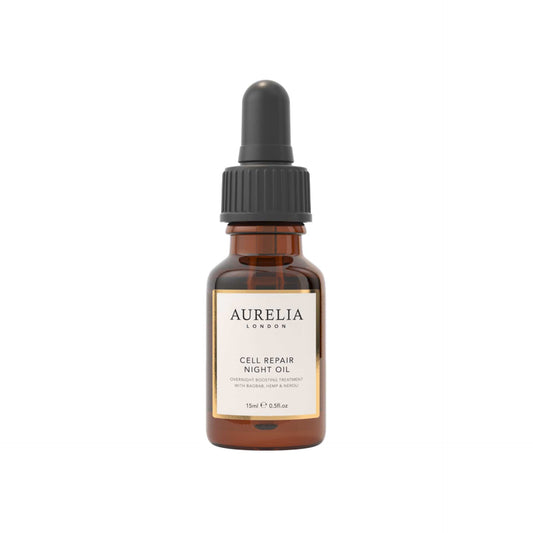 Aurelia London cell repair night oil bottle on a white background