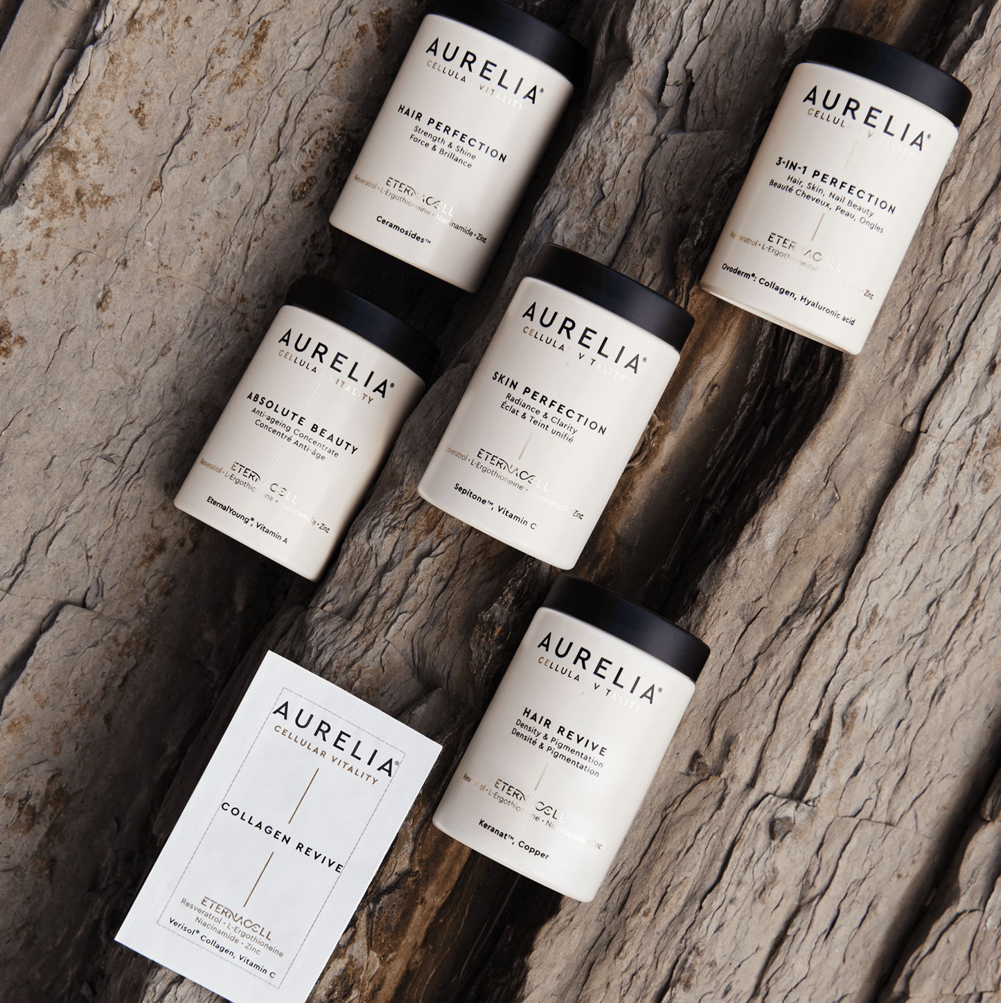 Aurelia skincare products on a wooden surface