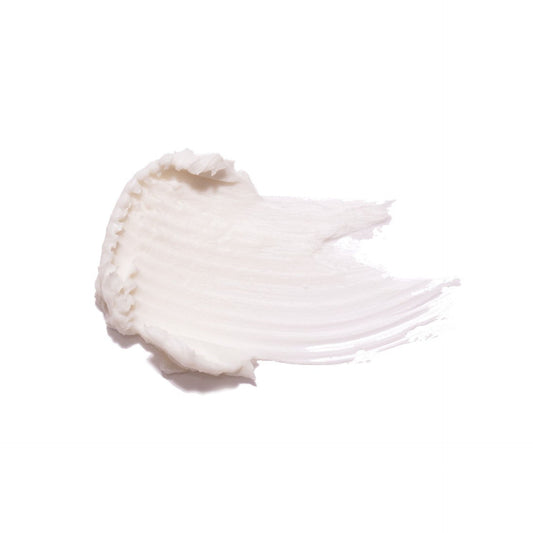 White cream swatch on a white background