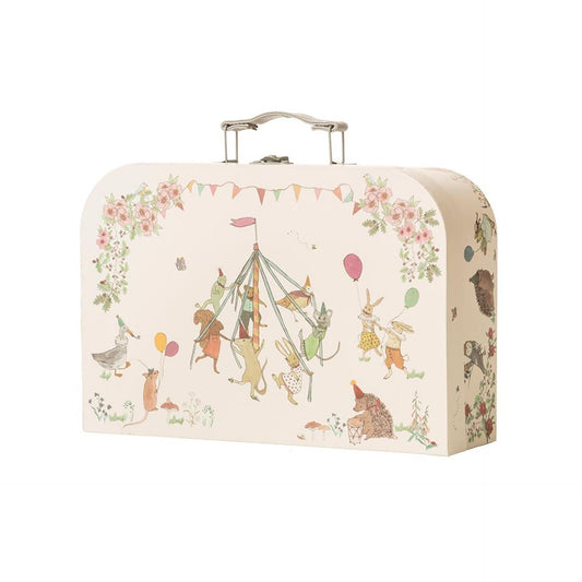 Children's suitcase with animal and nature-themed design on a white background