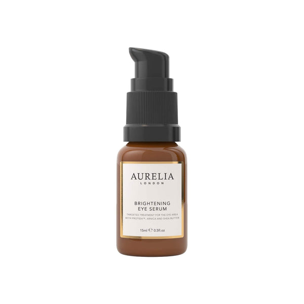 Aurelia London brightening eye serum bottle on a white background