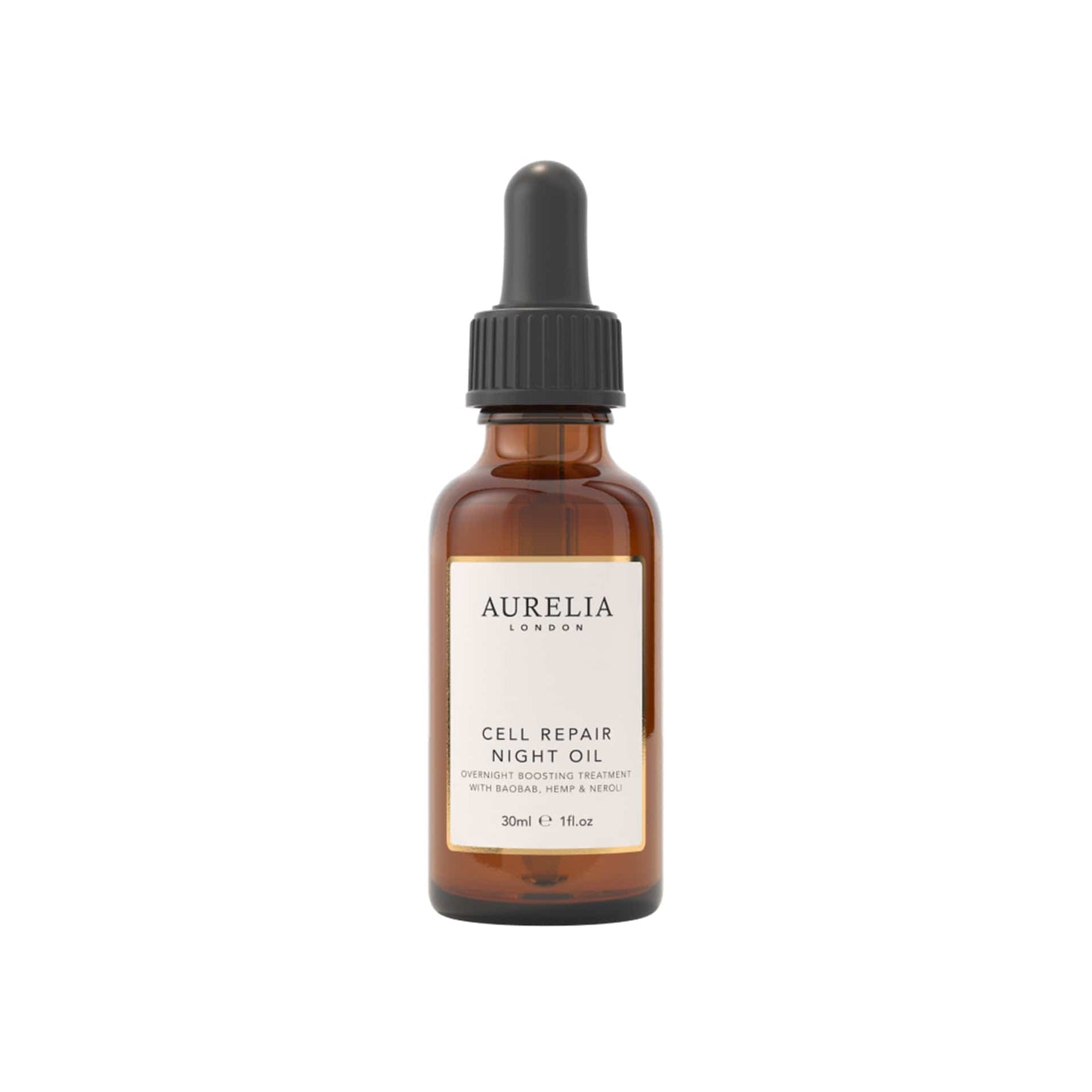 Aurelia London cell repair night oil bottle with dropper on a white background
