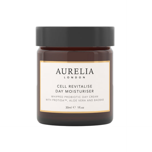Aurelia London day moisturizer jar on a white background