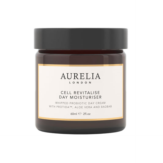 Aurelia London day moisturizer jar on a white background