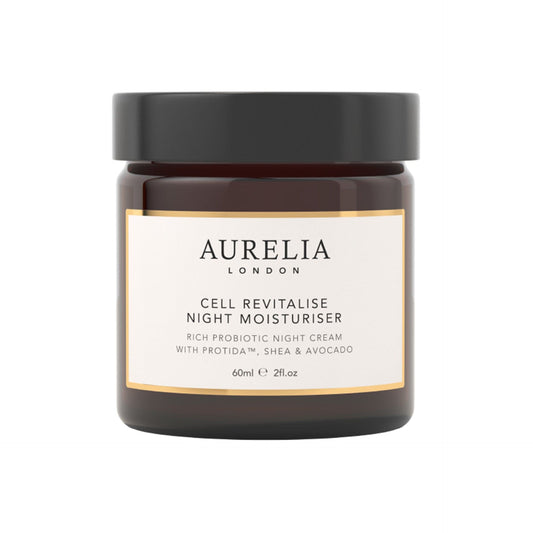 Aurelia London night moisturizer jar on a white background
