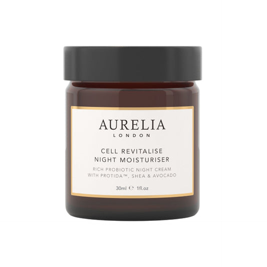 Aurelia London night moisturizer jar on a white background