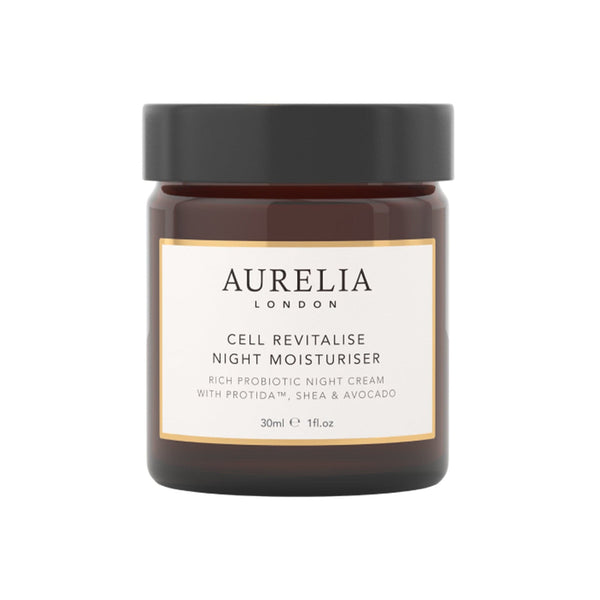 Aurelia London night moisturizer jar on a white background