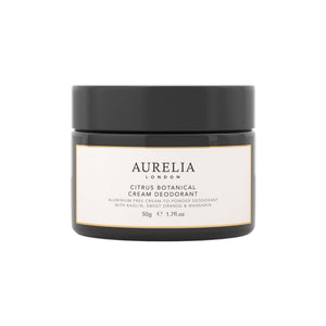 Aurelia London Citrus Botanical Cream Deodorant jar on a white background