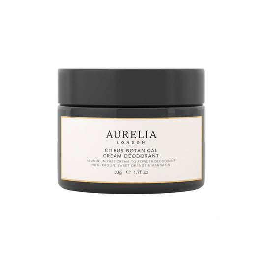 Aurelia London Citrus Botanical Cream Deodorant jar on a white background
