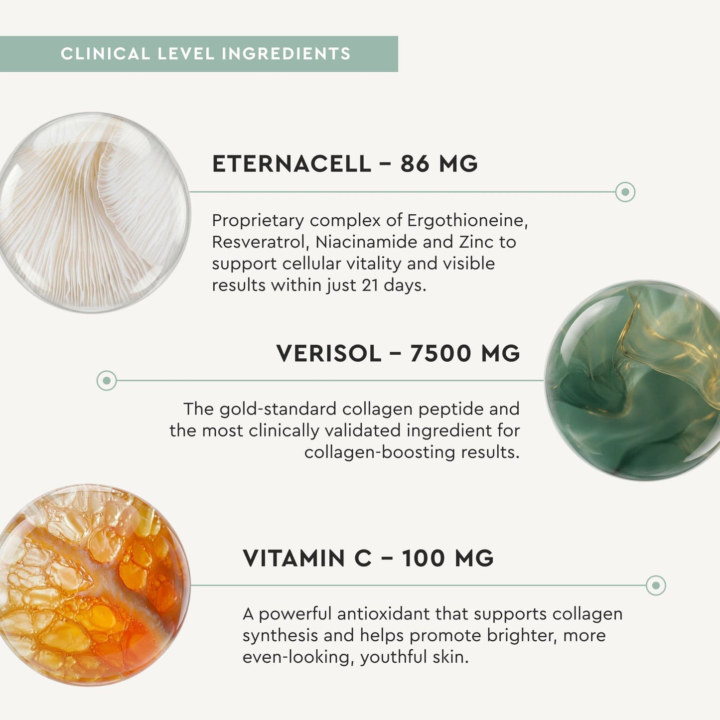 Product packaging with visible ingredients and their quantities on a white background