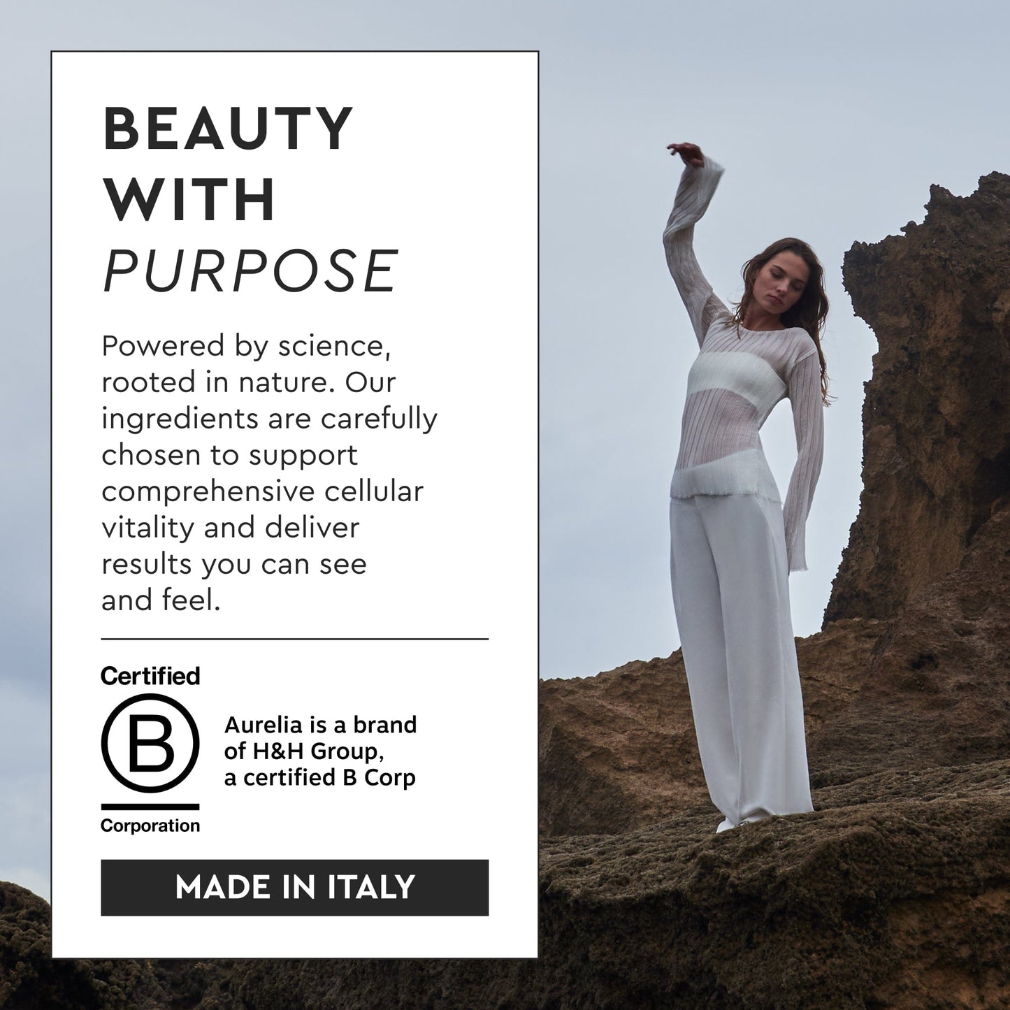 BEAUTY WITH PURPOSE
Powered by science, rooted in nature. 
Our ingredients are carefully chosen to support comprehensive cellular vitality and deliver results you can see and feel.