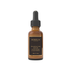 Aurelia London resurfacing serum bottle on a white background