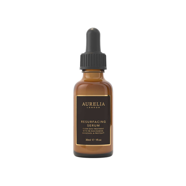 Aurelia London resurfacing serum bottle on a white background