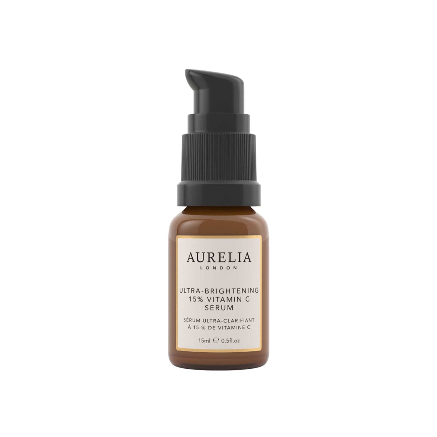 Aurelia London ultra-brightening 15% vitamin C serum bottle on a white background